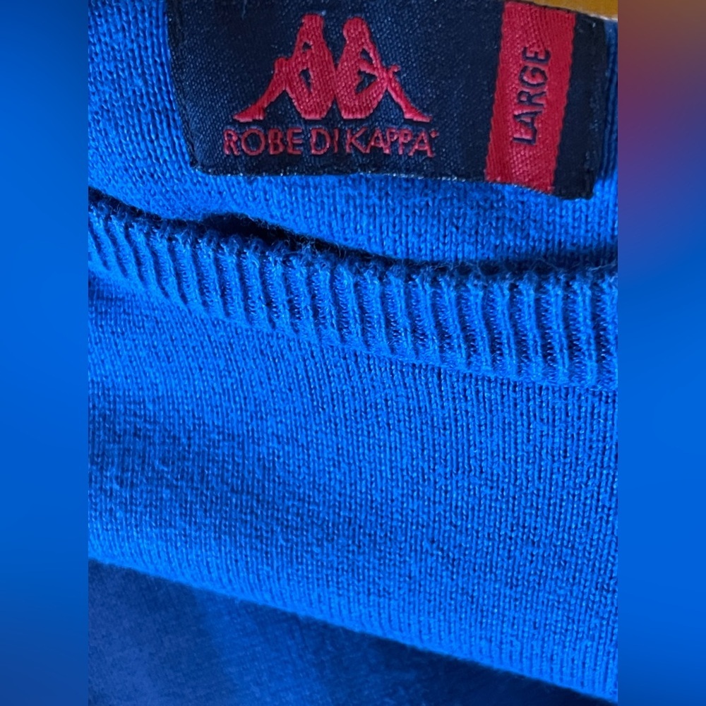 Vtg Robe Di Kappa Blue Crewneck Sweater Logo Sport Knit Pullover Y2K Euro Large - Picture 5 of 7